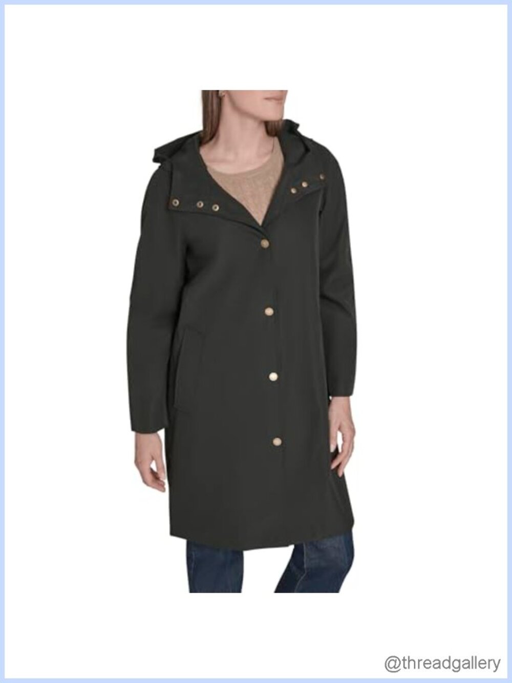 Snap Front Raincoat Womens Lightweight Versatile Casual Jacket